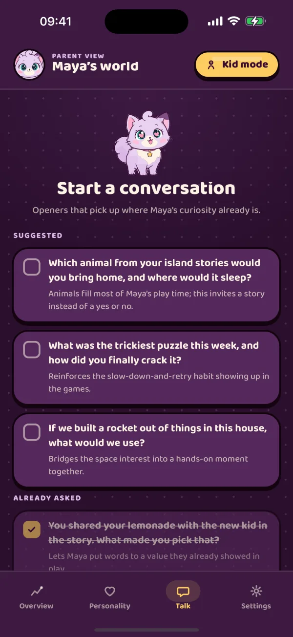 Suggested conversation starters